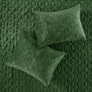 Harper Faux Velvet Reversible Coverlet Set - Green
