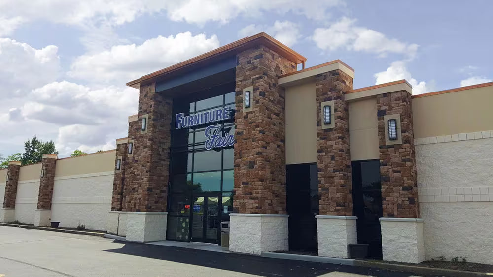 Furniture Fair Eastgate store exterior with stone facade entrance