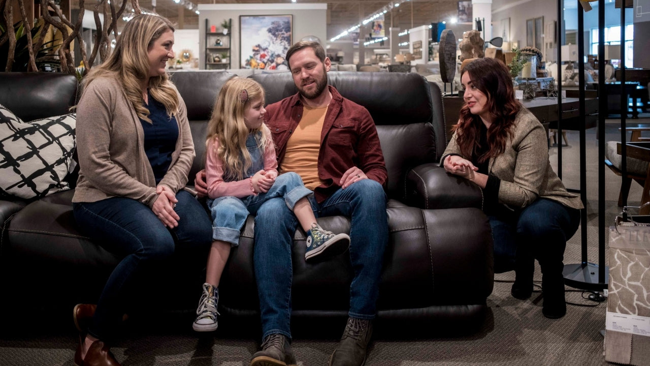 Family shopping together at Furniture Fair showroom