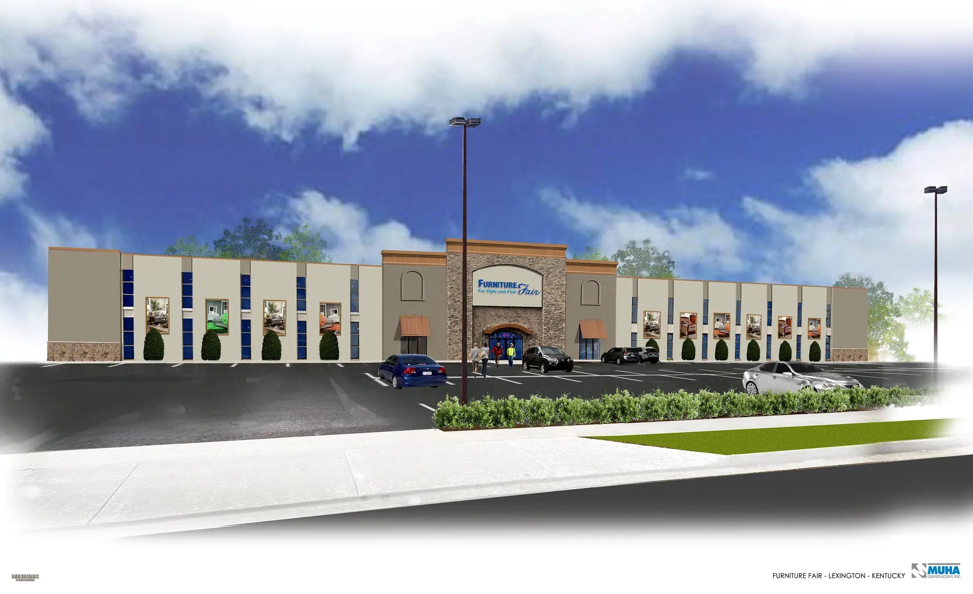 Furniture Fair Lexington Kentucky store exterior rendering showing the renovated Richmond Road showroom facade