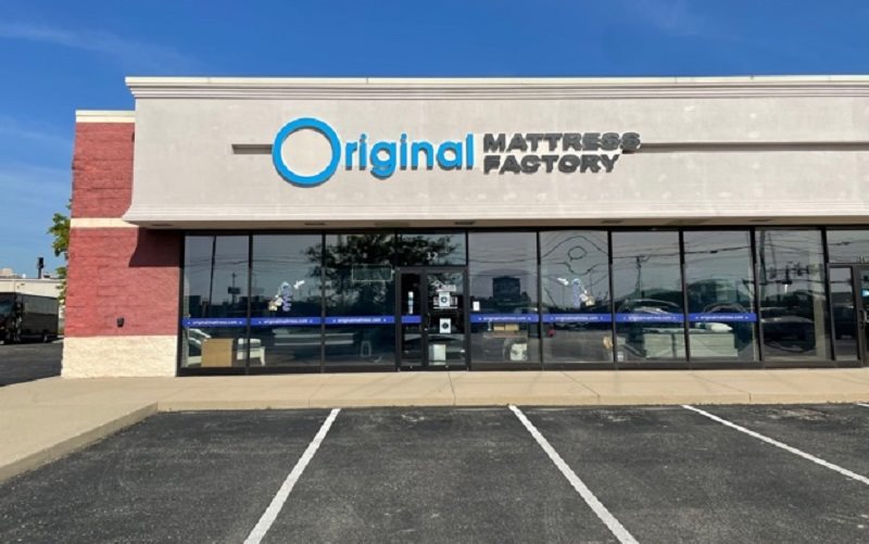 The Original Mattress Factory retail storefront and factory showroom in Miamisburg, Ohio