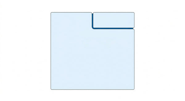 Split top mattress top-down layout showing short corner split at top edge only