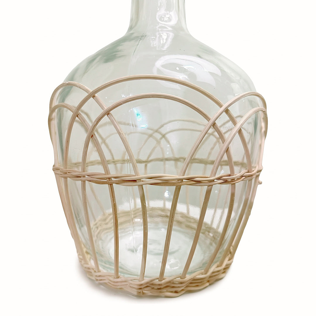 Glass Bud Vase with Weaving from P D Home & Garden in White - Detail view