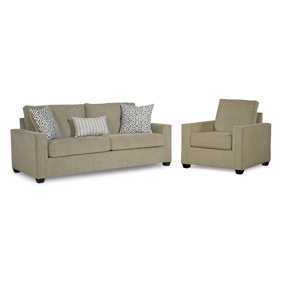 North Sofa and Chair from Washington with Accent Pillows, Reversible Cushions, Made in USA - Green finish