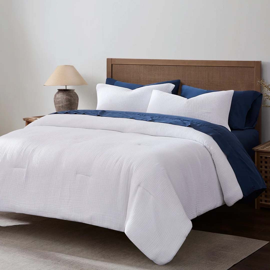 Cotton Voile Comforter Set from Hiend Accents in Queen White Cotton / Natural Fiber Blend