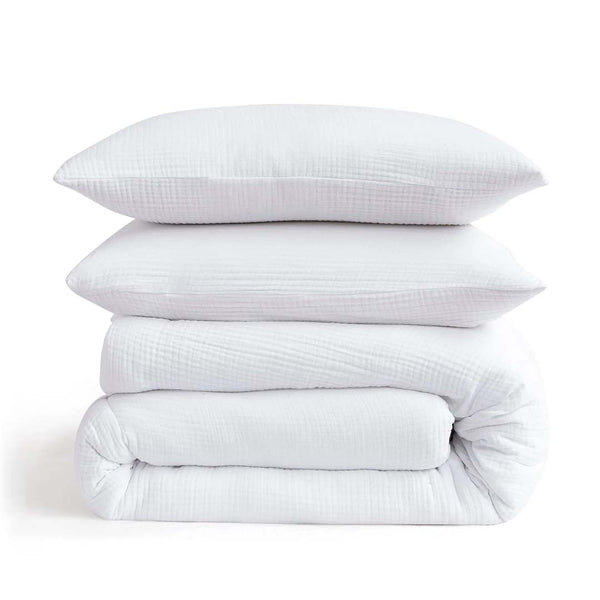 Cotton Voile Comforter Set from Hiend Accents in Queen White Cotton / Natural Fiber Blend - Alternate angle