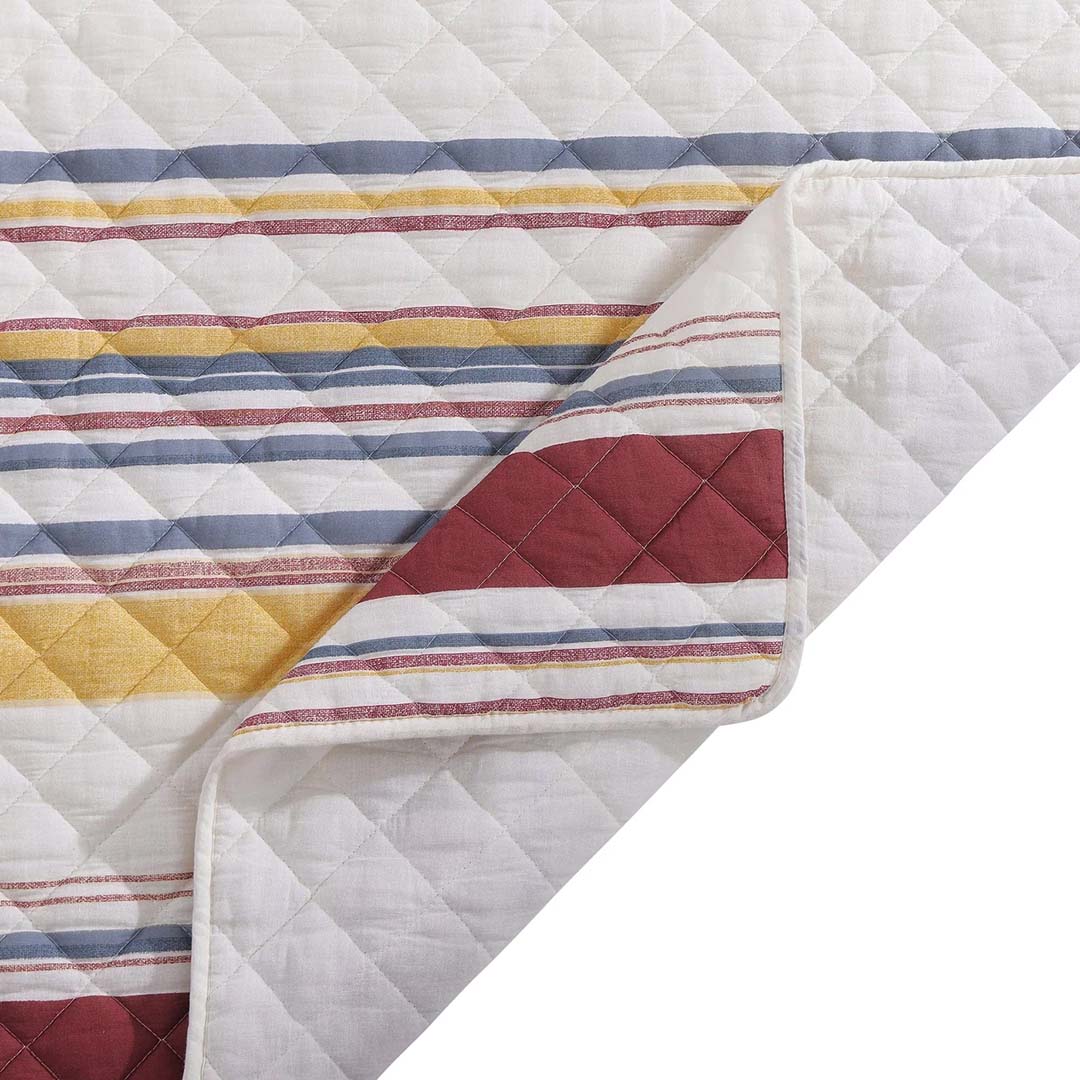 Mystic Stripe Cotton Gauze Quilt Set from Hiend Accents in Queen Red Cotton / Natural Fiber Blend - Additional view 4
