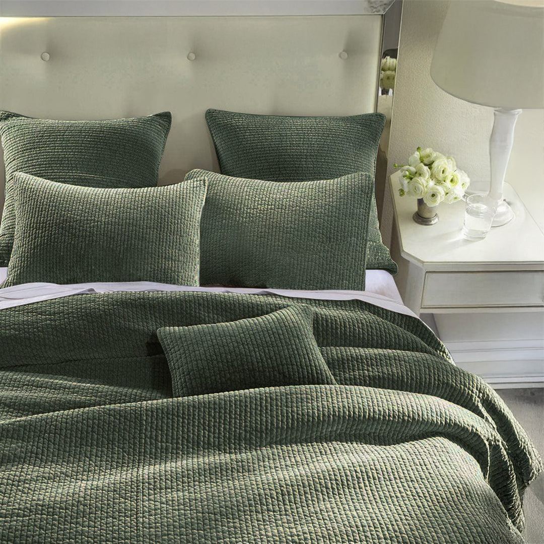 Stonewash Green Quilted Coverlet Set