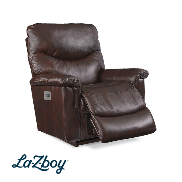 James Leather Power Rocker Recliner from La-Z-Boy Incorporated in Brown with Pet Friendly, Power Headrest, Made in USA