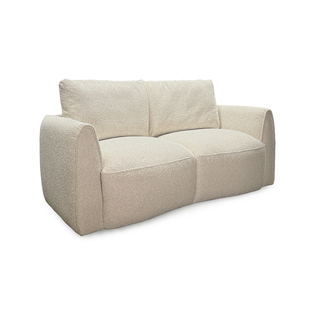 Jasmine Loveseat from Kuka Home in Beige Polyester with Reversible Cushions