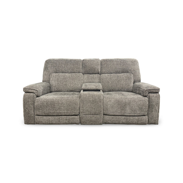 Jessica Zero-G Home Theater Loveseat with Console from Moto Motion in Gray Performance Fabric - Alternate angle