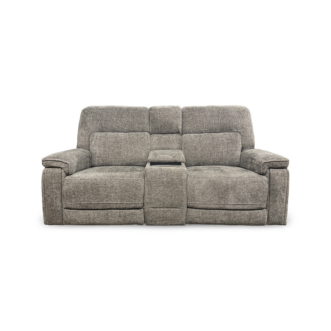 Jessica Zero-G Home Theater Loveseat with Console from Moto Motion in Gray Performance Fabric - Alternate angle