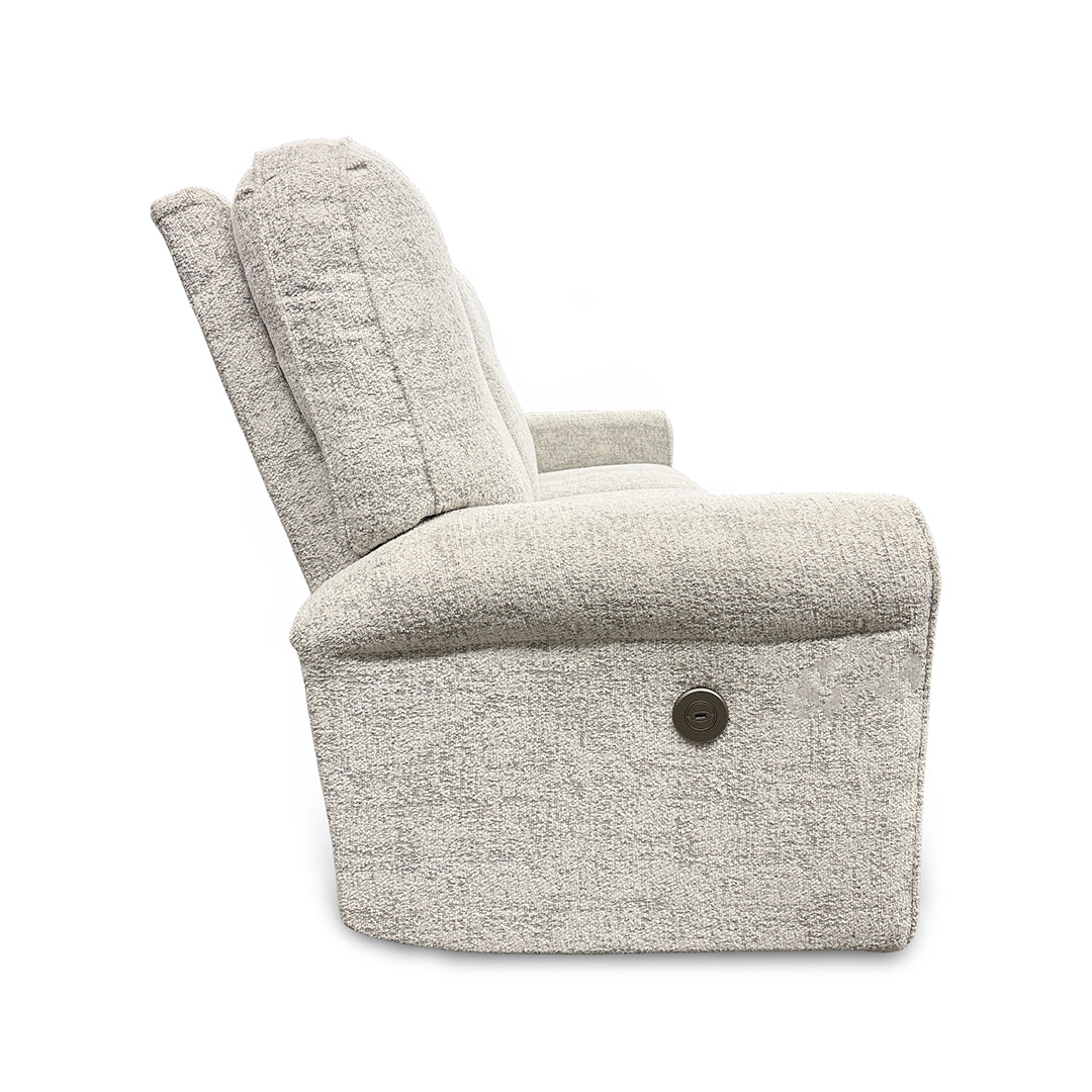 Josey power reclining sofa in white, side angle view, from Best Home Furnishings