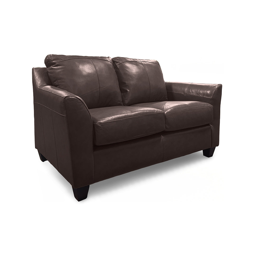 Brown Josh Leather Loveseat from A&amp;W Furniture - Gray finish