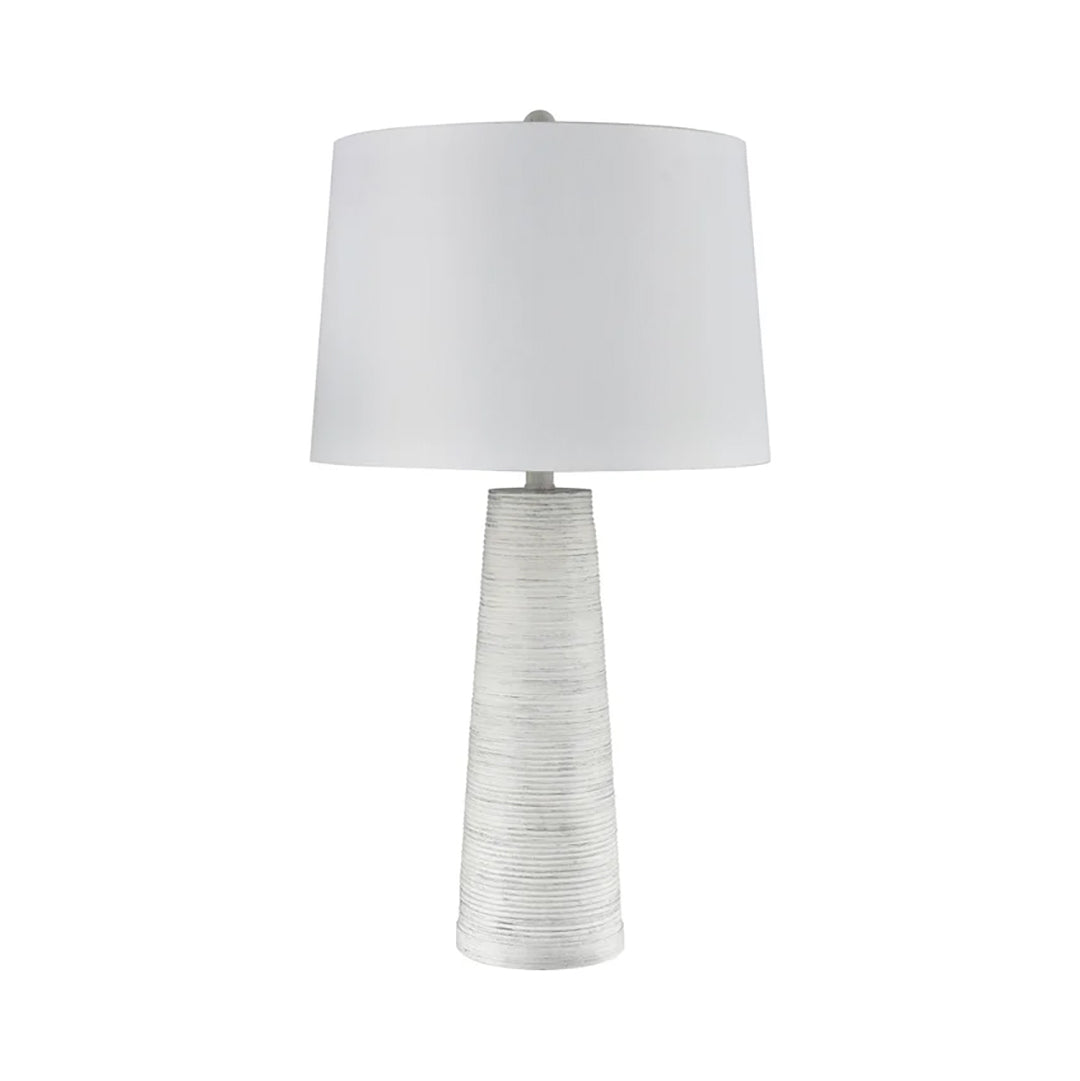 White Washed Ribbed Table Lamp