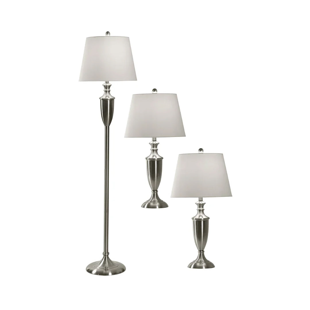 Silver Tone Lamp Trio