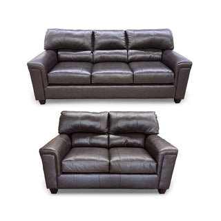 Lacey Leather Sofa and Loveseat - Brown