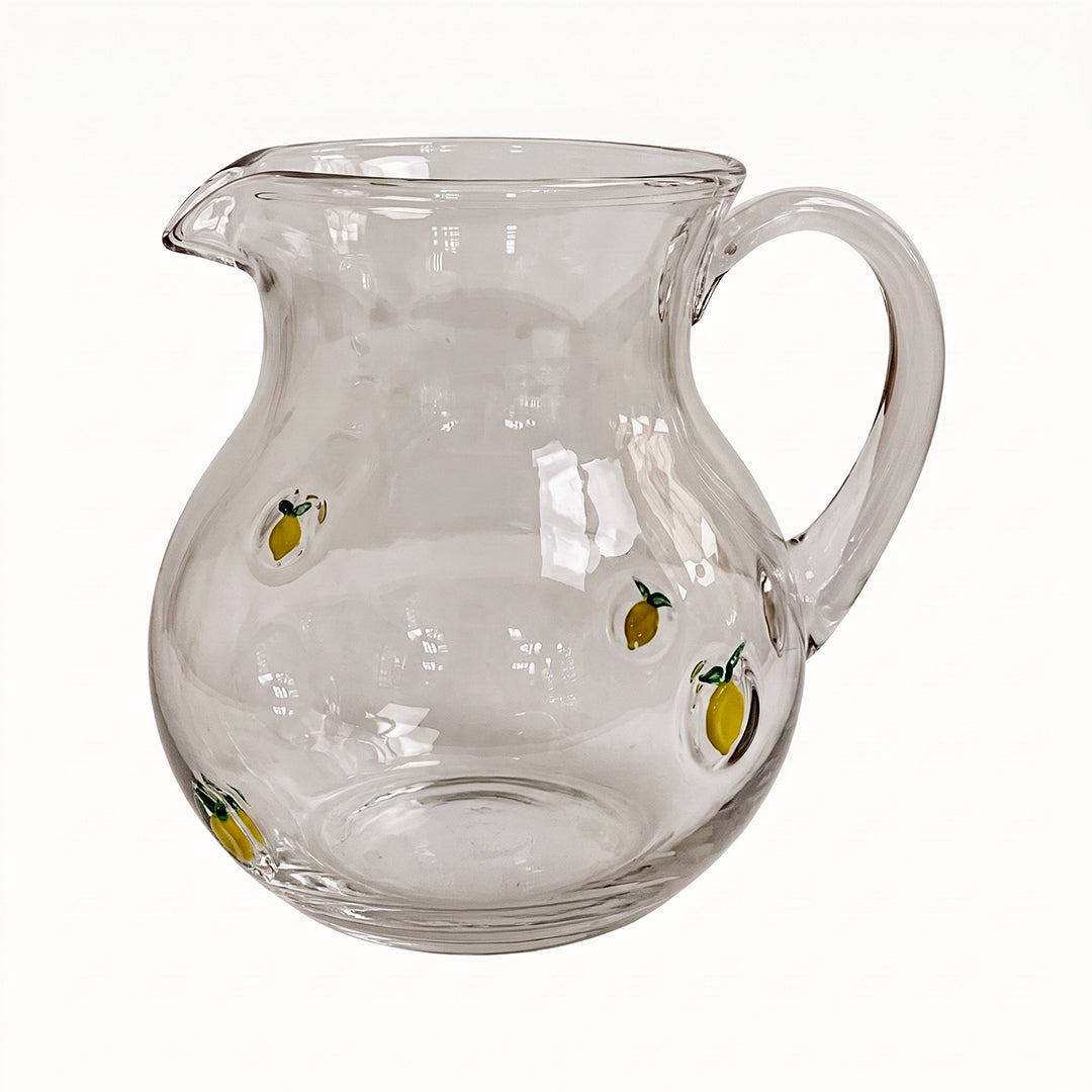 Lemon Bubble Glass Pitcher from P D Home &amp; Garden in Yellow