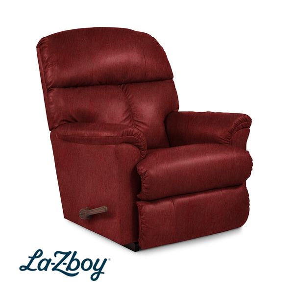 Reed Leather Rocker Recliner from La-Z-Boy Incorporated in Red with Manual Recline, Made in USA