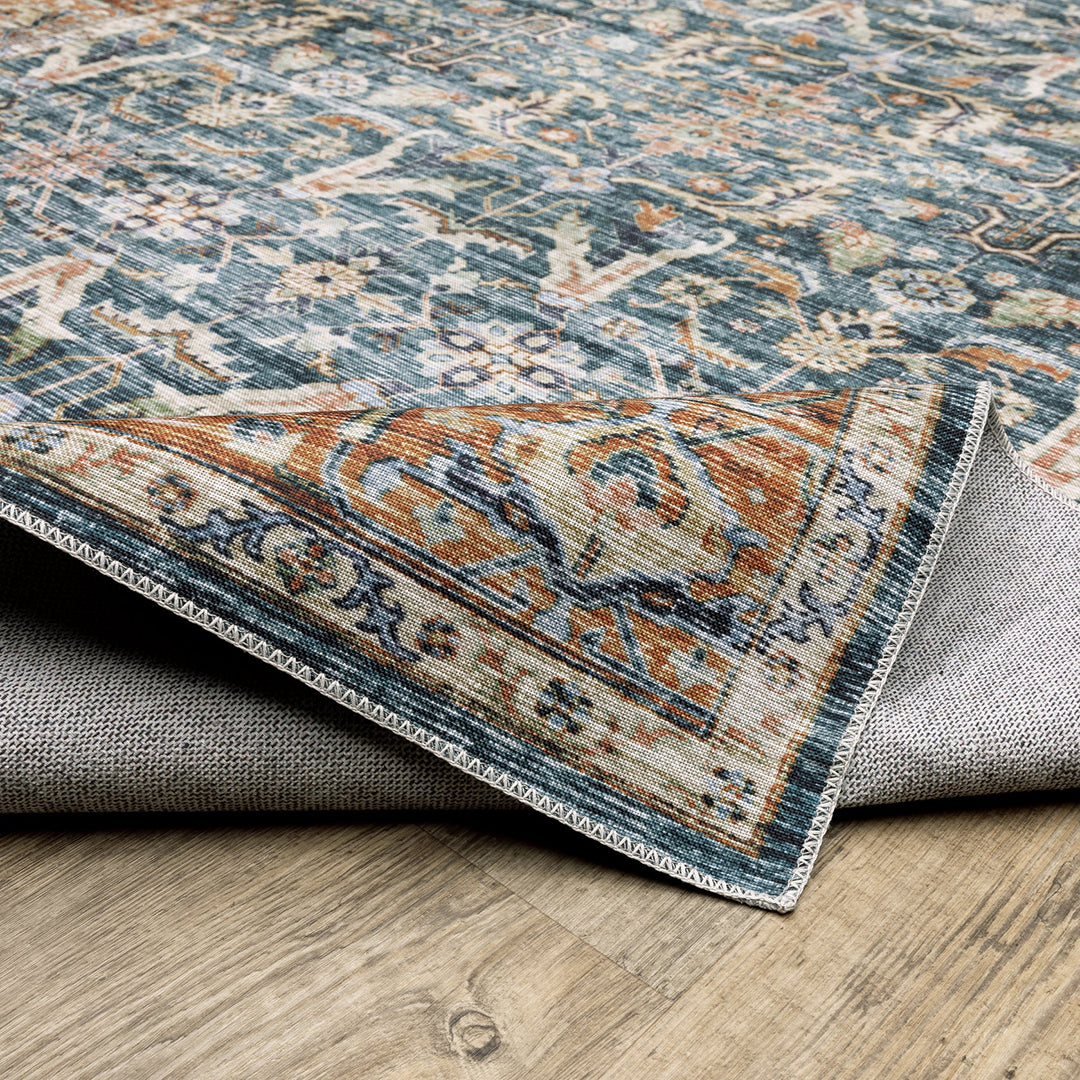 Charleston Blue Washable Rug