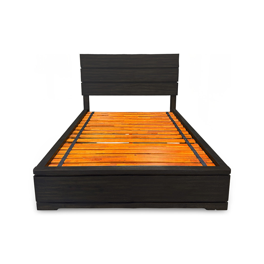 Pacific Heights Panel Bed from Napa Furniture Designs in Queen Black Solid Wood - Storage feature