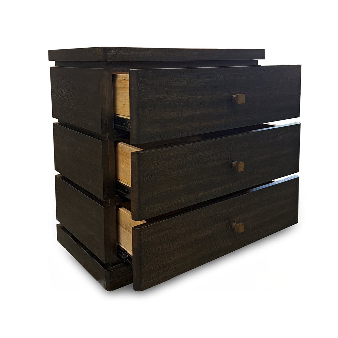Pacific Heights Large Nightstand from Napa Furniture Designs in Black Solid Wood with Soft Close, Wire Management - Detail view