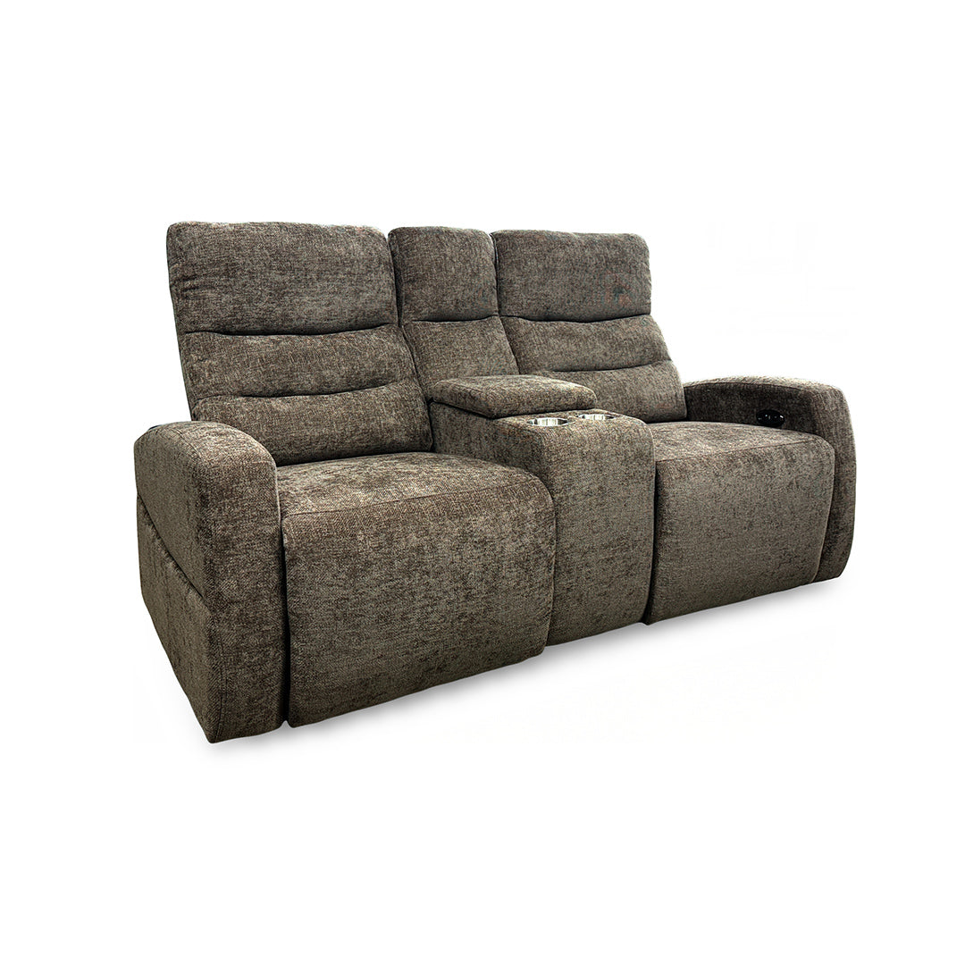 Pontenza Power Reclining Glider Loveseat with Console from Washington in Polyester with Power Recline, USB Port - Brown finish
