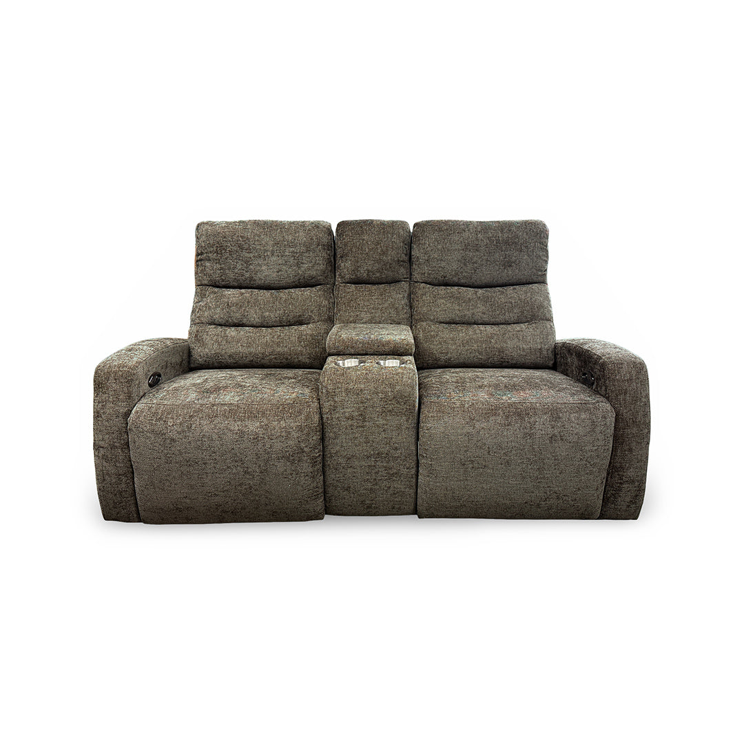 Pontenza Power Reclining Glider Loveseat with Console from Washington in Polyester with Power Recline, USB Port - Brown finish