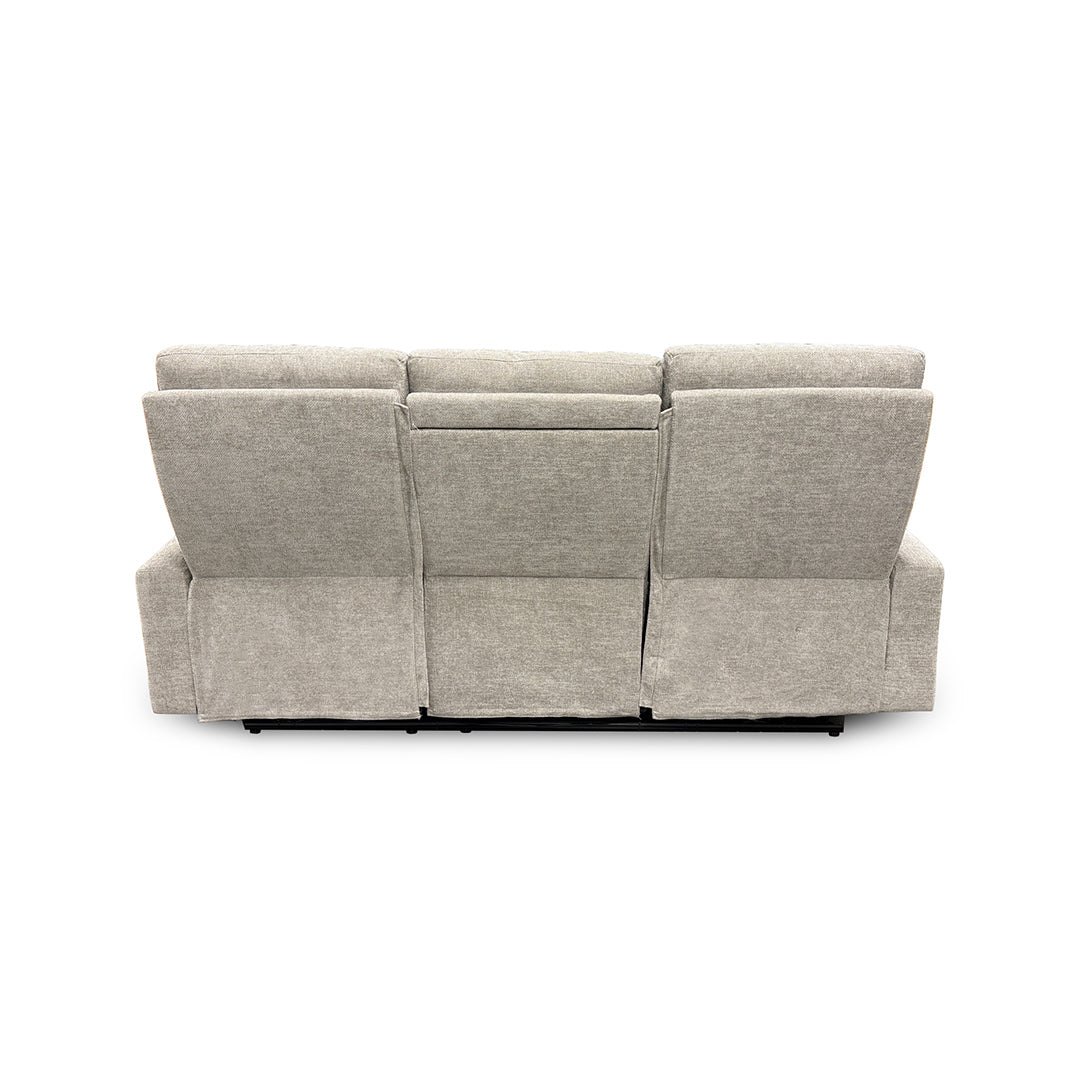 Pontenza Power Reclining Sofa from Washington in Polyester with Cup Holders, Drop Down Table - Beige finish