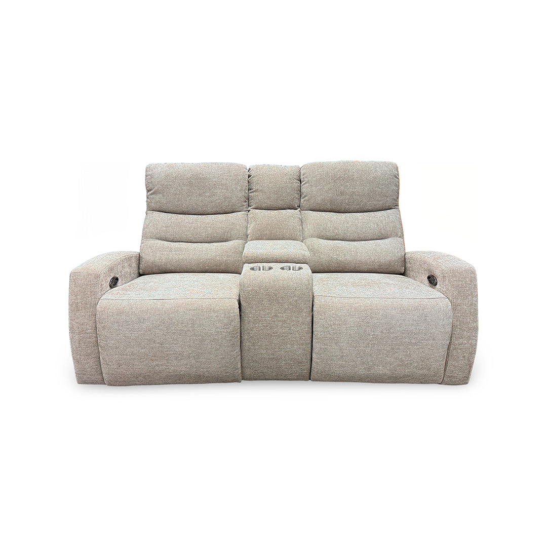 Pontenza Power Reclining Glider Loveseat with Console from Washington in Polyester - Beige finish