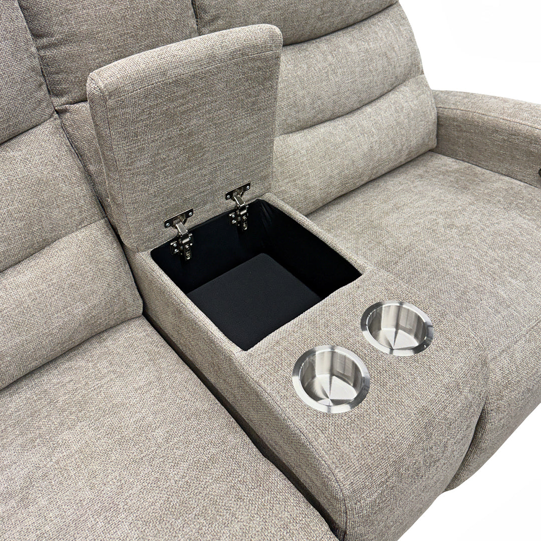 Pontenza Power Reclining Glider Loveseat with Console from Washington in Polyester with Power Recline, USB Port - Beige finish