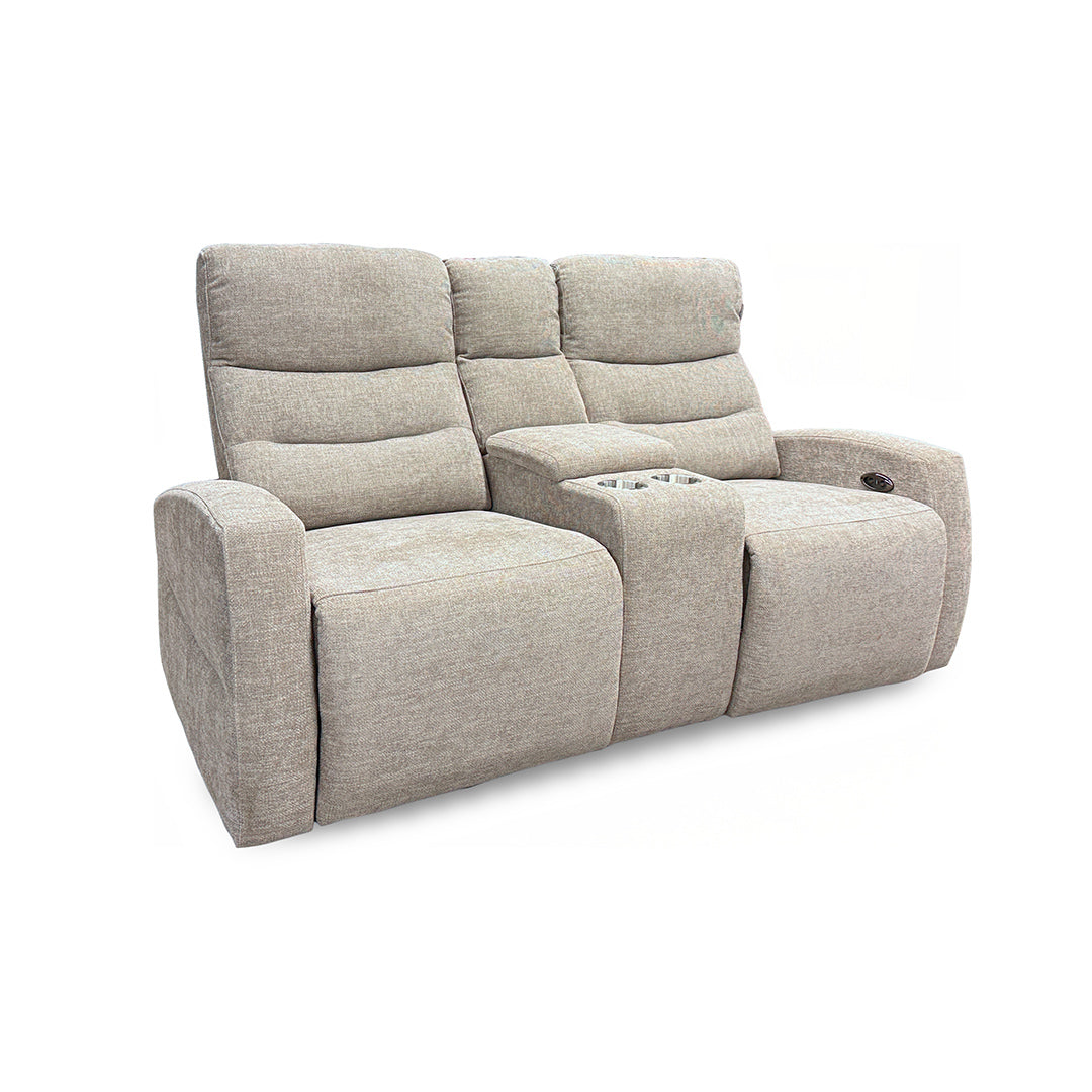 Pontenza Power Reclining Glider Loveseat with Console from Washington in Polyester with Power Recline, USB Port - Beige finish