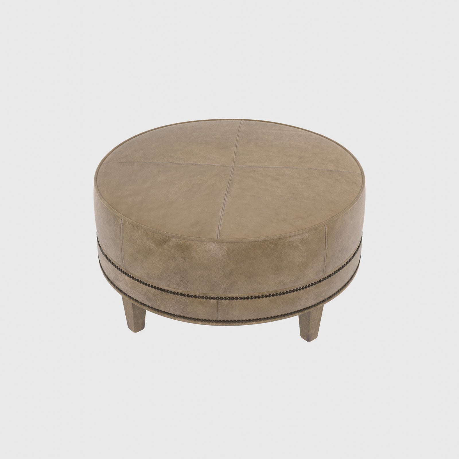 Medium Round Leather Ottoman