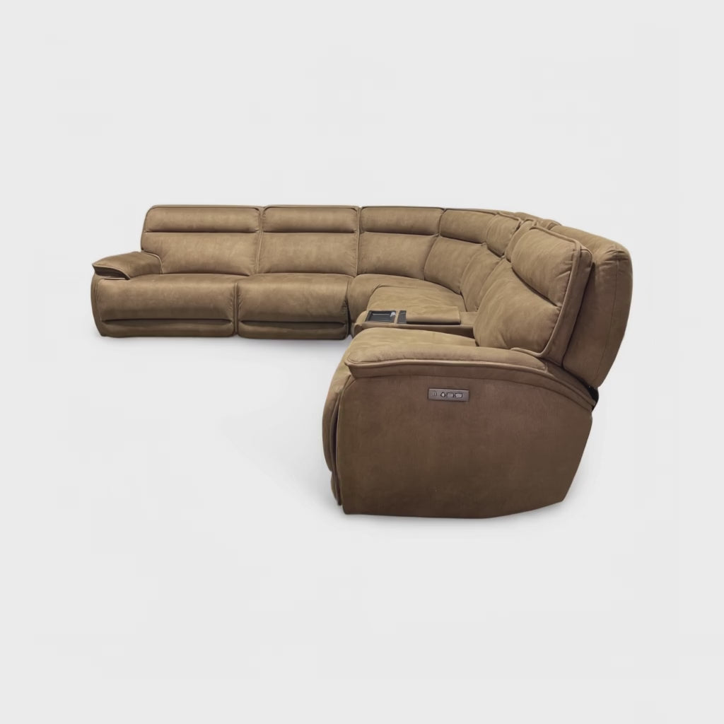 Daniel Zero-G Power Reclining Sectional (6-Piece) from Cheers in Brown Polyester with Cup Holders, Power Headrest - Additional view 6