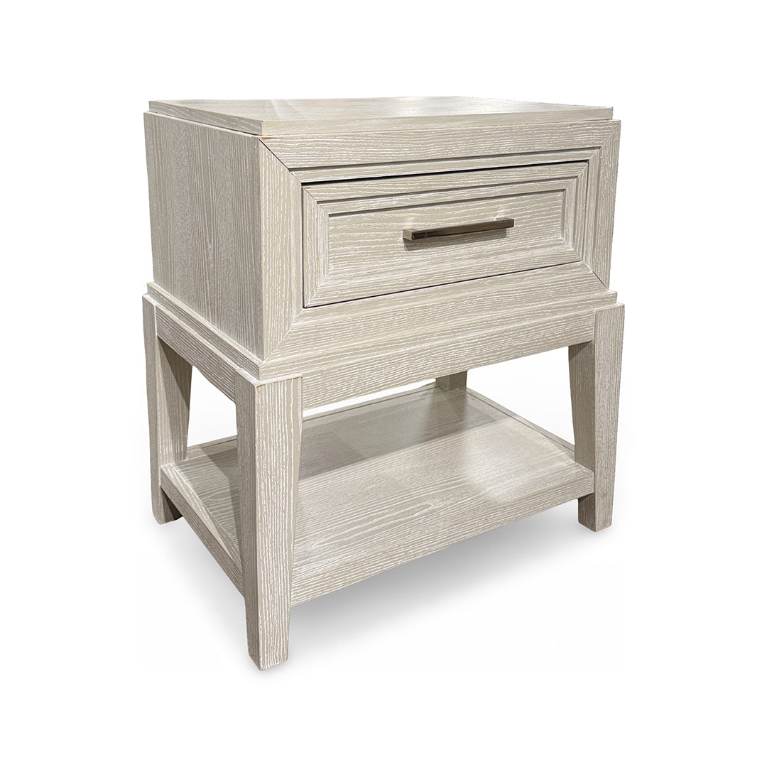 Radiance Nightstand from Holland House in White Veneer with Storage - Beige finish