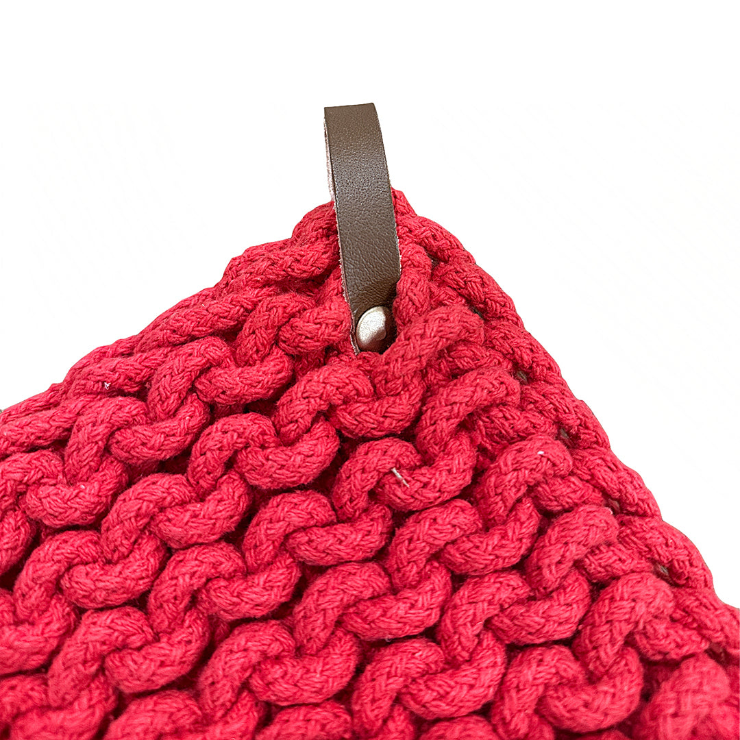 Red Knit Pot Holder from P D Home &amp; Garden in Cotton / Natural Fiber Blend - Cup holder feature