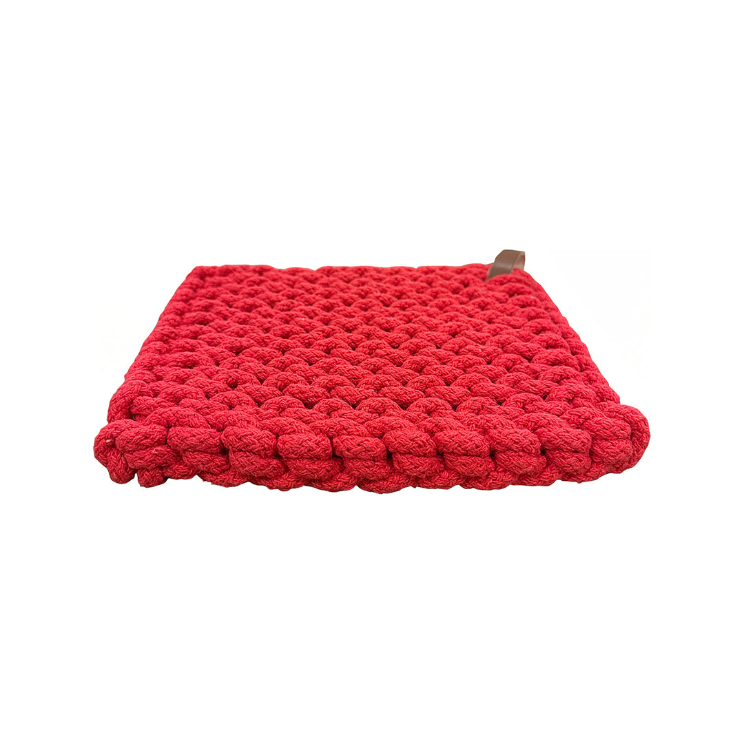 Red Knit Pot Holder from P D Home &amp; Garden in Cotton / Natural Fiber Blend - Cup holder feature