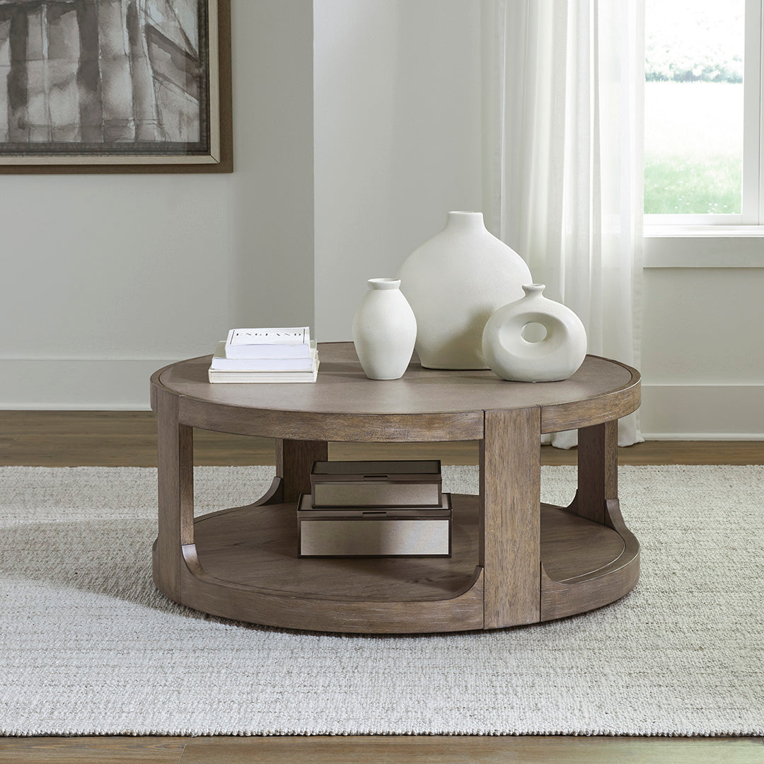 South Bend Round Cocktail Table from Liberty Furniture in Brown - Alternate angle