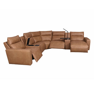 Tahoe Power Reclining Sectional with Chaise - Brown