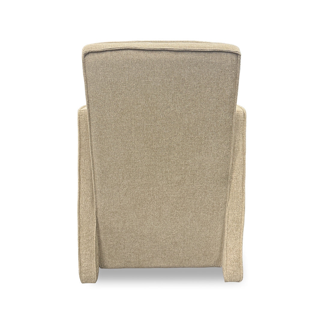 Selene Upholstered Dining Armchair from Kuka Home in Polyester with Casters - Armrest detail