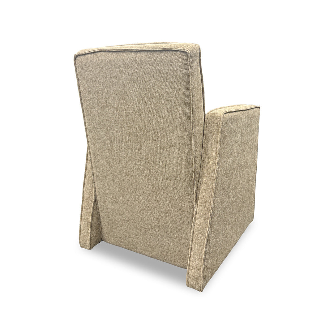 Selene Upholstered Dining Armchair from Kuka Home in Polyester with Casters - Armrest detail
