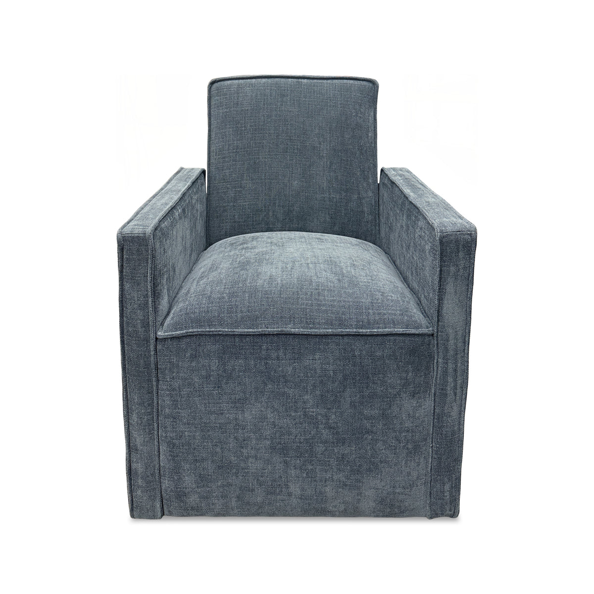 Selene Upholstered Dining Armchair from Kuka Home in Polyester with Casters - Armrest detail