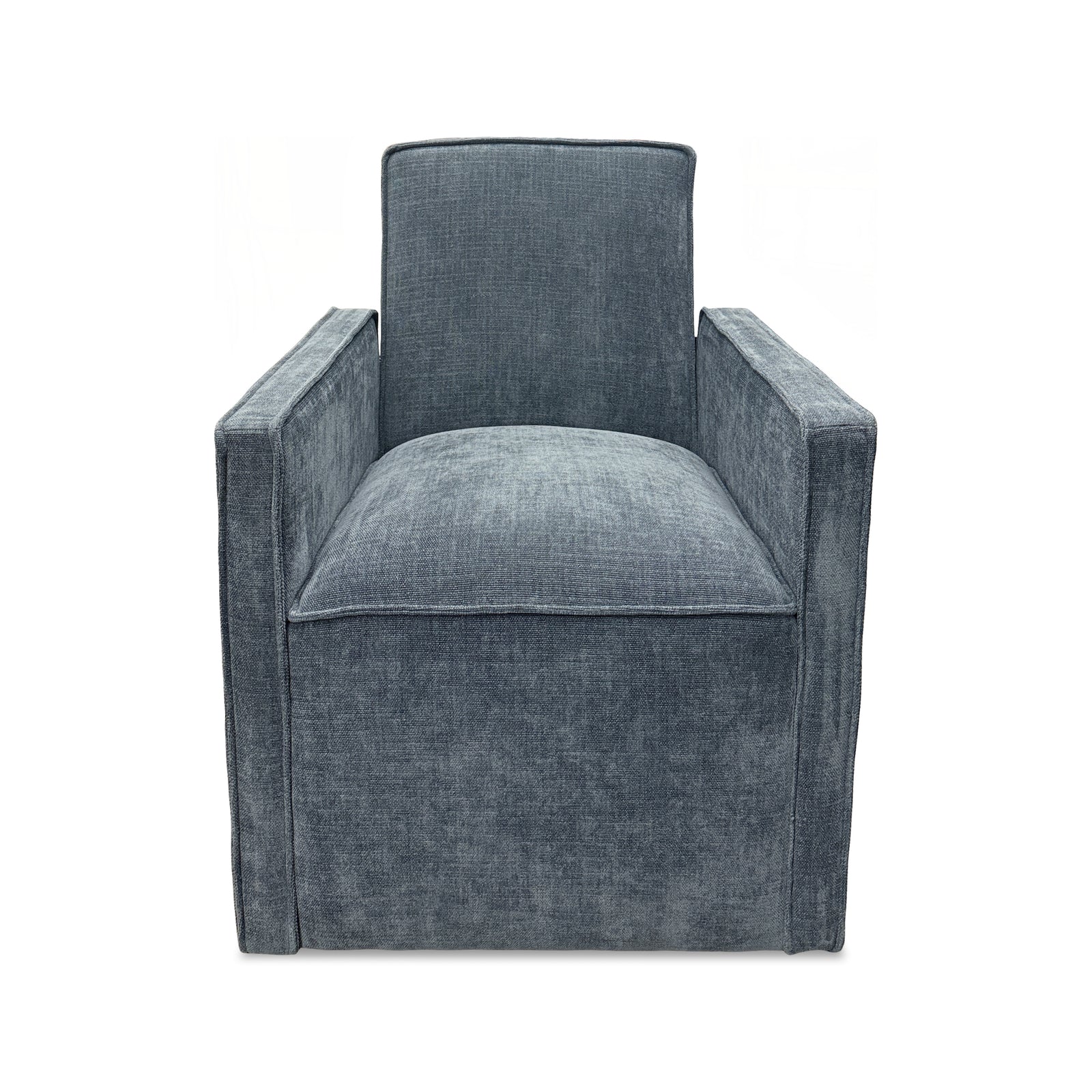 Selene Upholstered Dining Armchair from Kuka Home in Polyester with Casters - Armrest detail