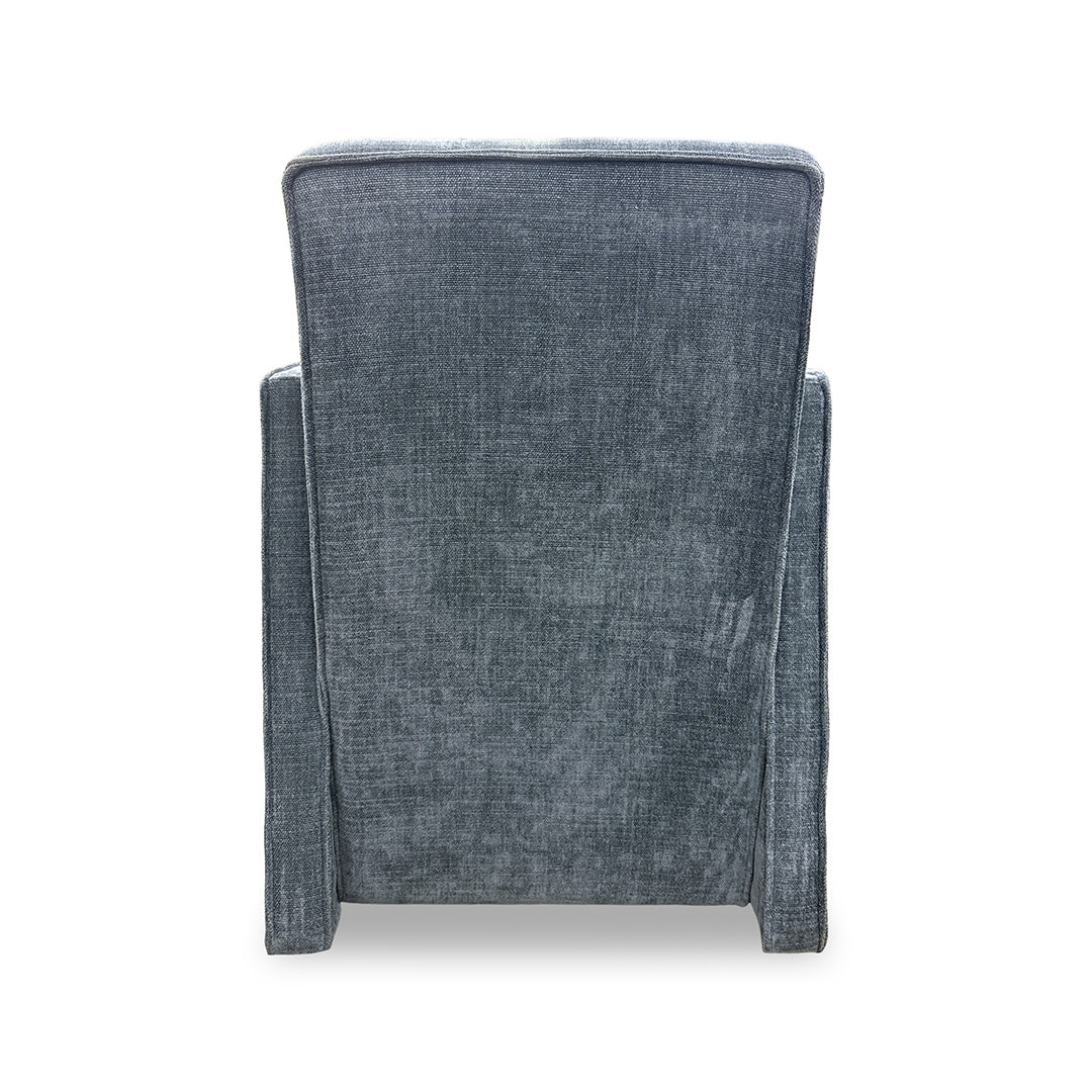 Selene Upholstered Dining Armchair from Kuka Home in Polyester with Casters - Armrest detail