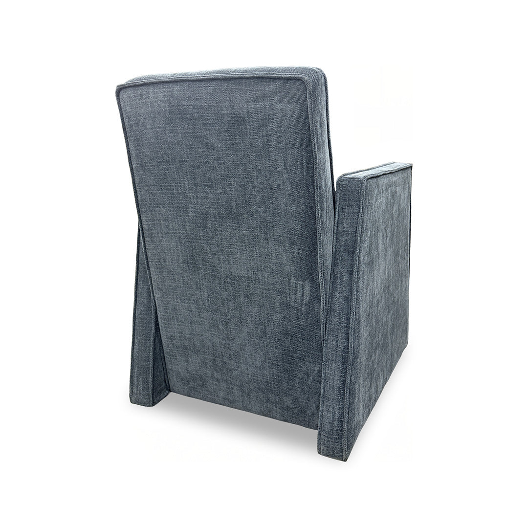 Selene Upholstered Dining Armchair from Kuka Home in Polyester with Casters - Armrest detail