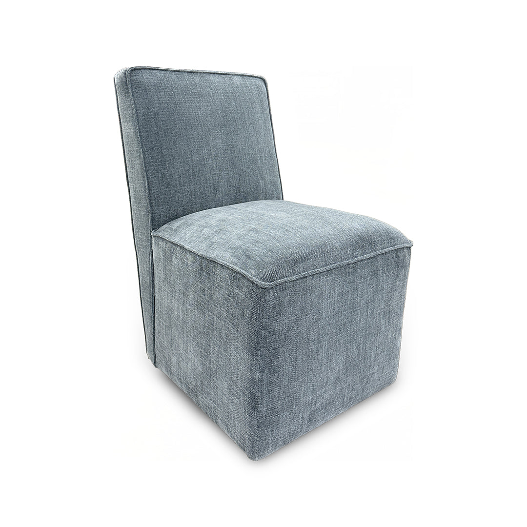 Blue upholstered dining chair 