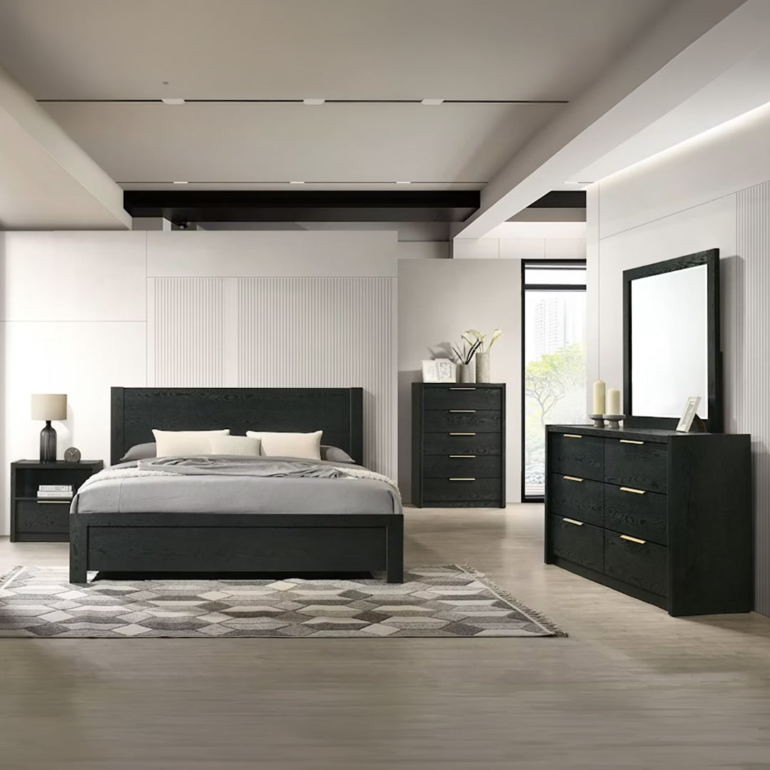 Southbend Bedroom Group from Elements International in Queen Black - Room setting