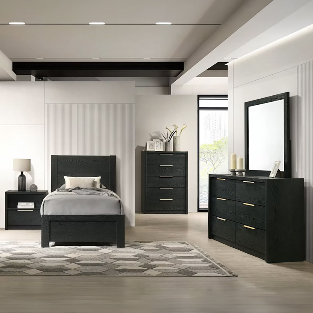 Southbend Bedroom Group from Elements International in Queen Black - Room setting