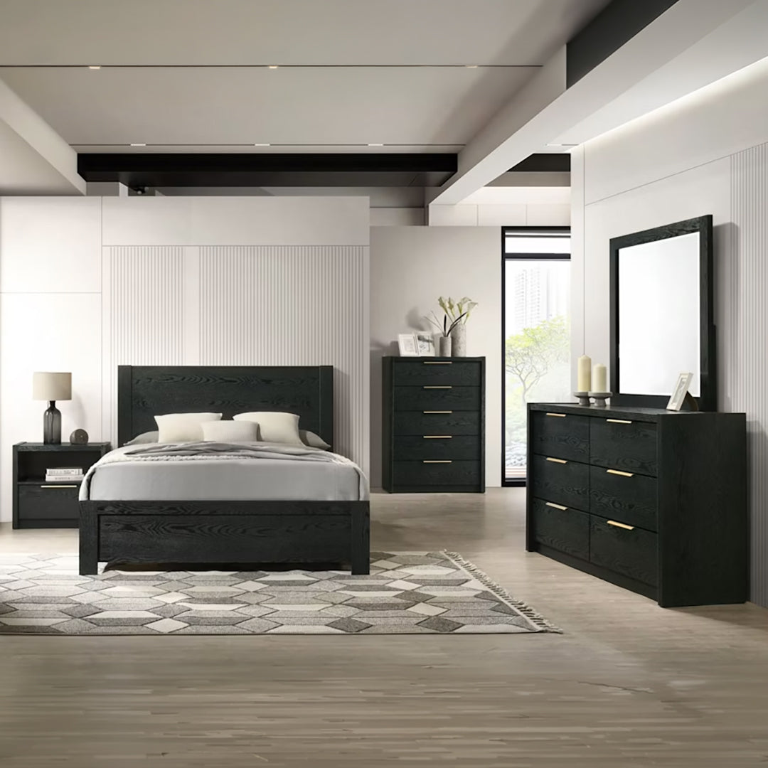 Southbend Bedroom Group from Elements International in Queen Black - Room setting