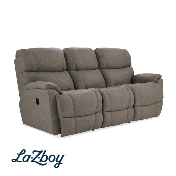 Trouper Reclining Sofa from La-Z-Boy Incorporated in Brown Performance Fabric with Manual Recline, Made in USA